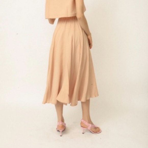 Mable pleated vintage Victorian style pockets small beige midi‎ classic hi waist - Picture 2 of 12